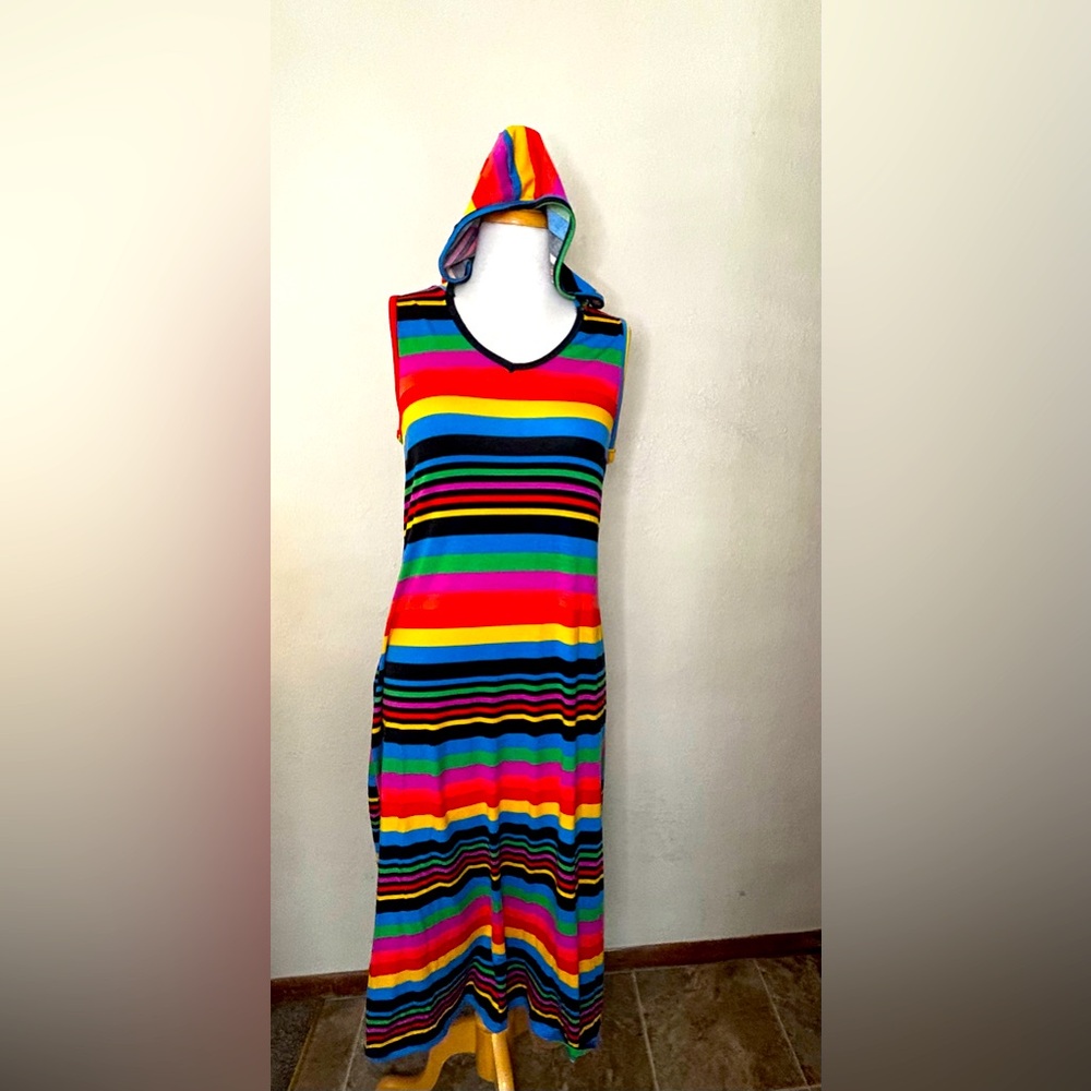 Colorful Striped Hooded Dress